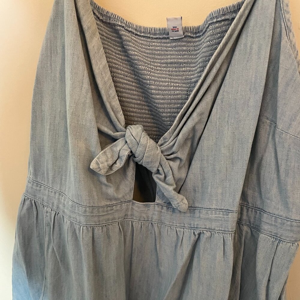 Old Navy Fit & Flare Denim Bow-Tie Dress Size 4X